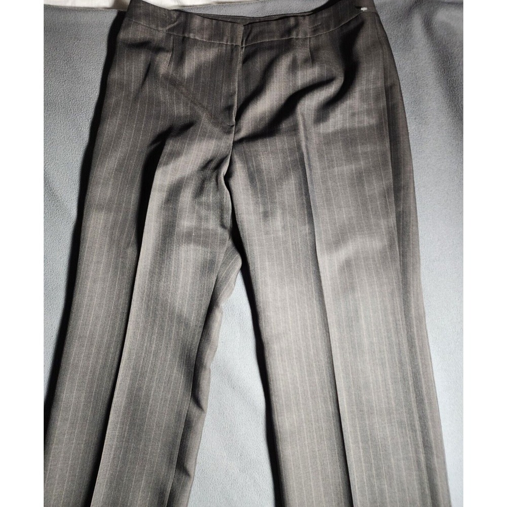 Kasper Pants Womens Size 10 Brown Striped Chino Casual Ankle Buttons Zip - Picture 2 of 16